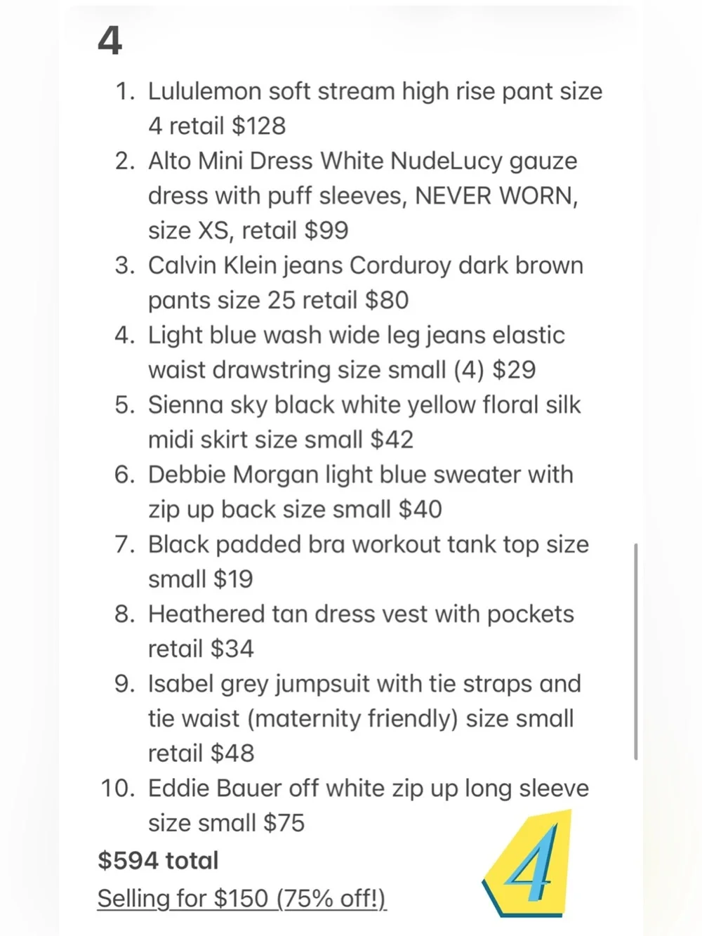 BUNDLE 75% OFF - Lululemon, Calvin Klein, dresses, skirts, jeans, etc